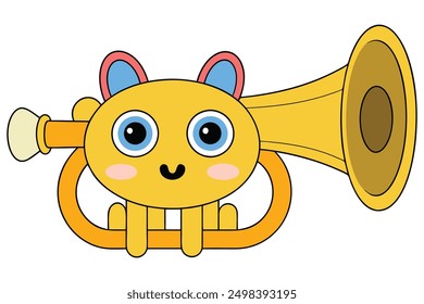 Cheerful Kawaii Trumpet Vector Illustration