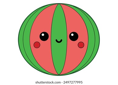 Cheerful Kawaii Watermelon cector Illustration