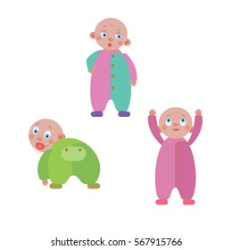 Cheerful kid, child, vector illustration of a flat style.
