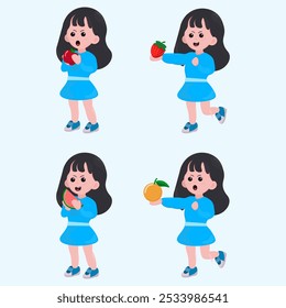 Cheerful Kid Holding Fresh Fruits
