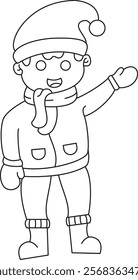 A Cheerful Kid in Winter Outfit