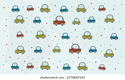 A cheerful kids' background with bright cars and colorful elements, perfect for children's materials