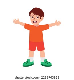 Cheerful kids with an open arm illustration vector