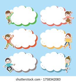 Cheerful kids text space set