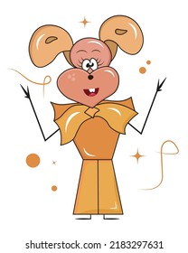 cheerful, kind and handsome dad dog in doodle style on a white background with geometric shapes