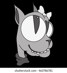 cheerful kitten on a black background