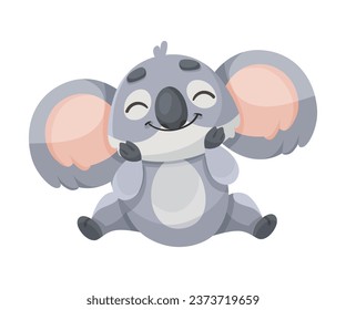 Cheerful Koala Animal with Large Ears and Pretty Snout Vector Illustration