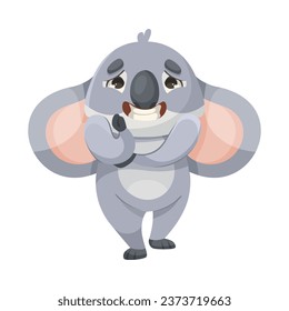 Cheerful Koala Animal with Large Ears and Pretty Confused Snout Vector Illustration