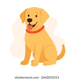A cheerful labrador retriever sits peacefully with a wagging tail in a warm and inviting indoor space, soaking up the afternoon sun.