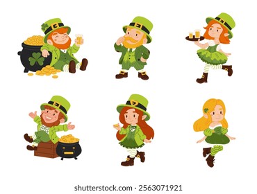 Cheerful Leprechauns Celebrating St. Patrick's Day