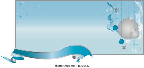 Cheerful Light Blue Background Pattern with Toys, Ornaments and Ribbon