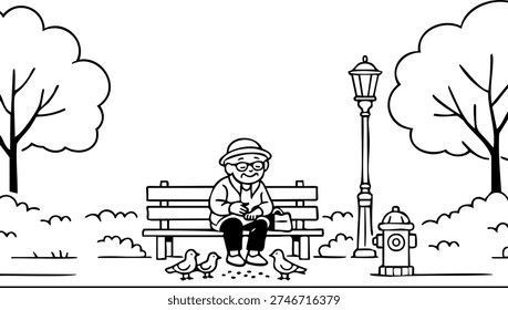 A cheerful line art