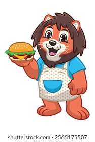 Cheerful Lion Chef Mascot Character