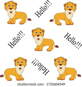 Cheerful lion says hello pattern