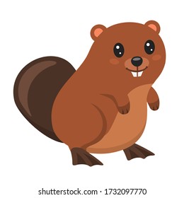Dibujo de pequeños castores alegres, ilustración vectorial