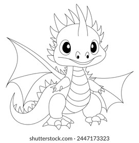 Cheerful Little Dragon Coloring Page Is Perfect For Children'S Creativity