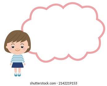 A cheerful little girl with a speech bubble