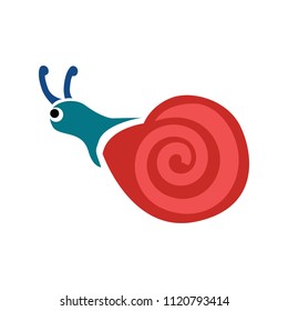 Cheerful little snail isolated on white background, vector illustration