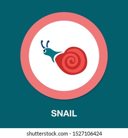 Cheerful little snail isolated on white background, vector illustration