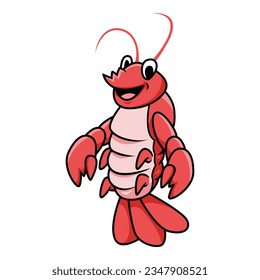 cheerful lobster cartoon illustration. vector graphic.