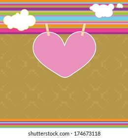 Cheerful Love. Cute valentine's illustration with heart, clouds and colorful lines. Objects grouped and layered. Easy to edit vector illustration.