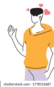 cheerful and in love young man vector illustration desing