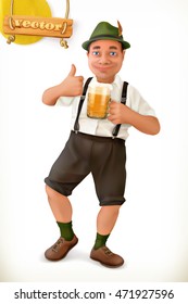 Cheerful man with beer, cartoon character. Oktoberfest. 3d vector icon