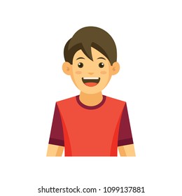 Cheerful Man Character Avatar Vector Cartoon Illustration