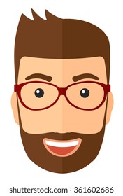 Cheerful man laughing ecstatically.