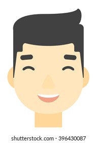 Un hombre alegre que se ríe estáticamente.
