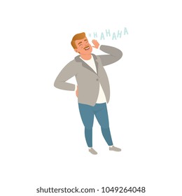 Cheerful man laughing out loud vector Illustration on a white background