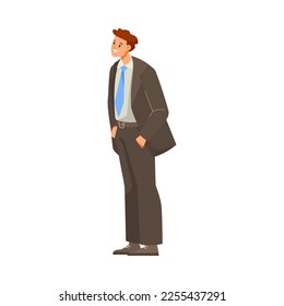 Cheerful Man Office Worker Standing and Smiling Vector Illustration