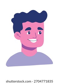 cheerful man portrait flat vector illustration bright style