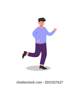 a cheerful man running, office person Emotional having fun Vector Illustration