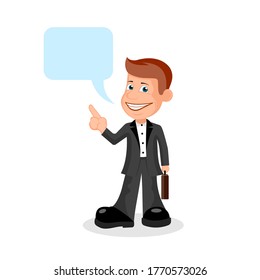 hombre alegre con ilustración vectorial de burbuja de voz