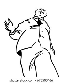 cheerful man walking, vector. Bottom view