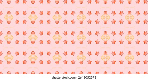 A cheerful marine repeat pattern with red and yellow sea creatures on soft pink. Ideal for children's designs. 