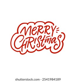 A cheerful Merry Christmas design that prominently features playful typography in a vibrant festive red color