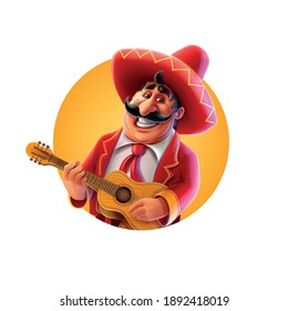 cheerful mexican plays the guitar