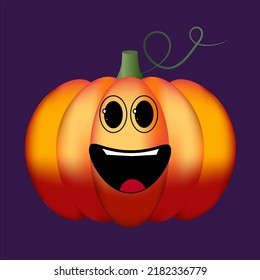 A cheerful mischievous bright pumpkin for halloween. Vector illustration.