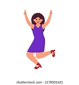 Cheerful Modern Young Girl Showing Peace Sign On White Background.