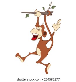 Cheerful monkey. Cartoon