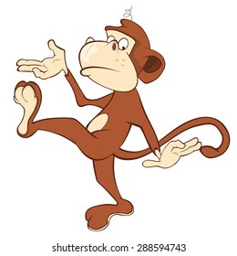 Cheerful monkey. Cartoon