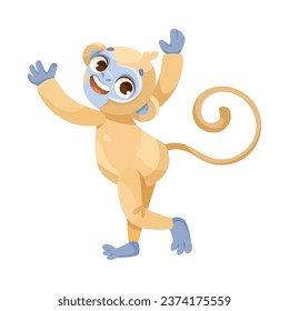 Cheerful Monkey Character with Prehensile Tail Happy Smiling Vector Illustration