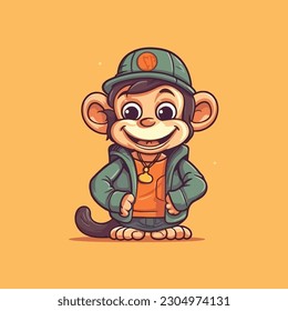 Cheerful monkey mascot character for childcare center.