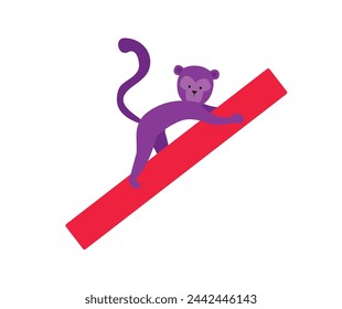 Cheerful Monkey: Vibrant Flat Design Vector Illustration with Bright Color