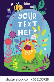 cheerful monster in the forest