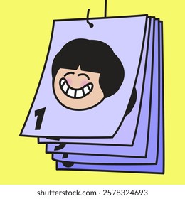 Cheerful Mood Calendar Concept Cartoon Character illustration