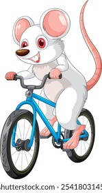 Alegre ratón disfrutando de un divertido paseo en bicicleta