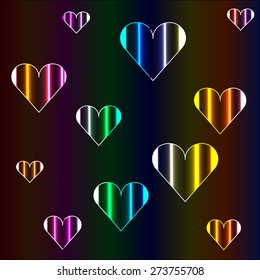 Cheerful neon hearts